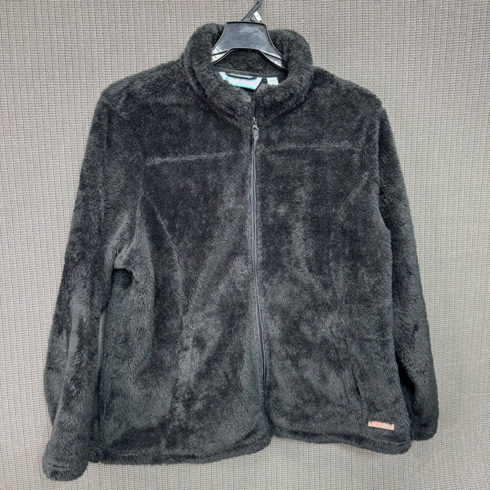 Free Country Womans Size XXL Plush Faux Fur Zip-Up Jacket - Black Polyester